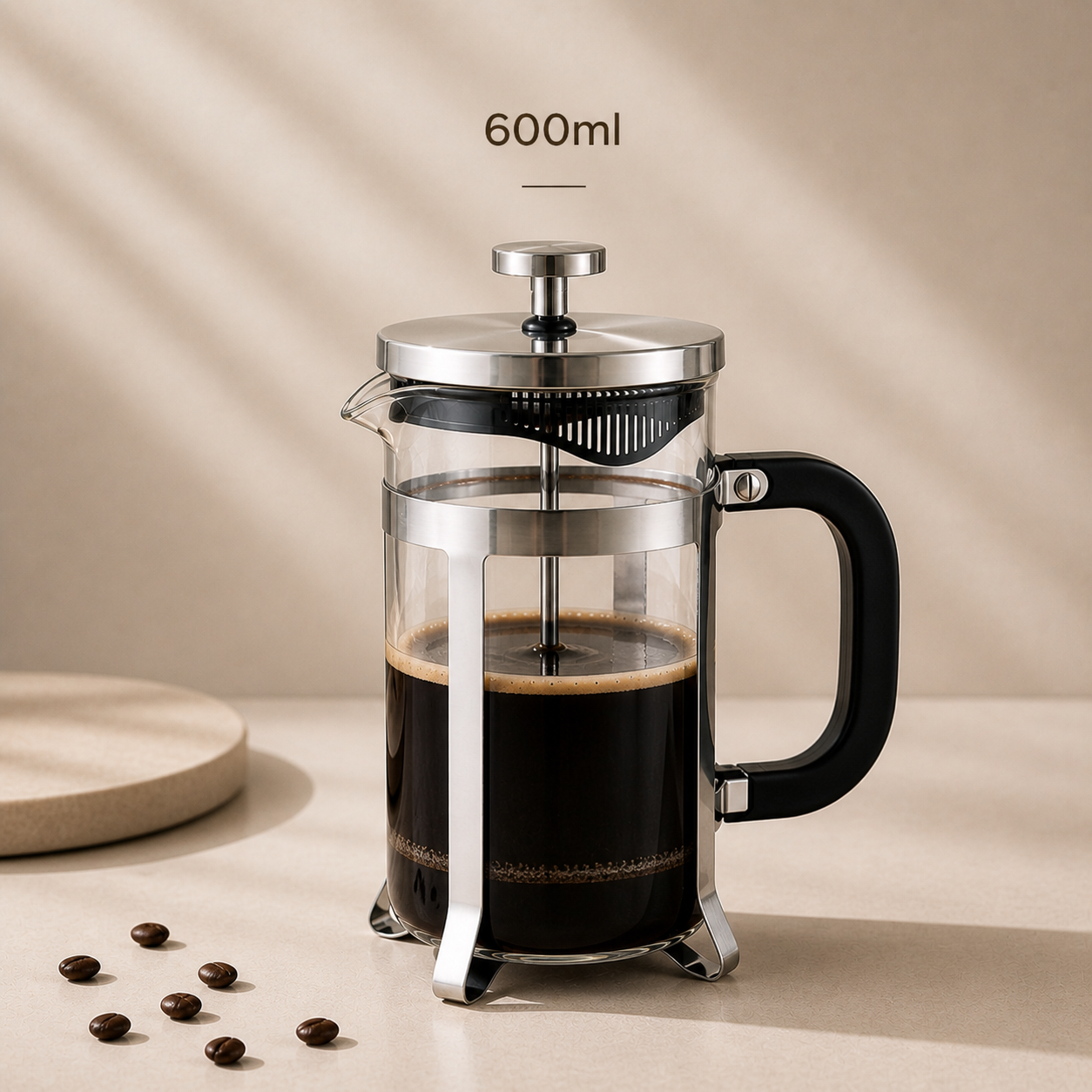 Premium Borosilicate Glass French Press Coffee Maker – Stainless Steel Filter | 350ml & 600ml