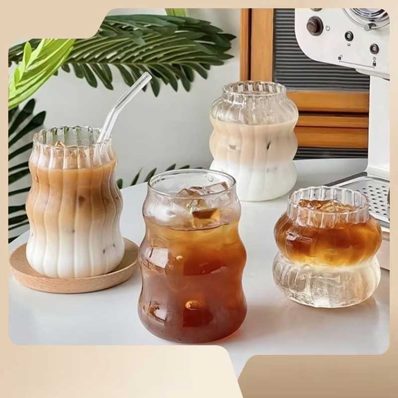 Cloud Shaped Clear Glass Cup – Heat-Resistant Mug for Milk, Iced Coffee, Juice, and Lattes