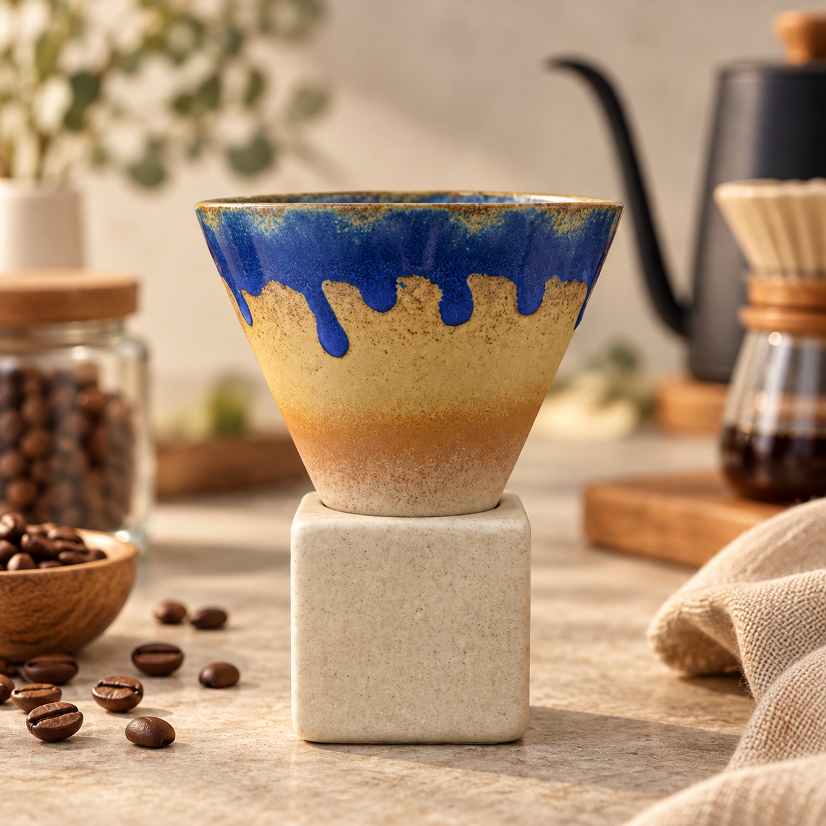 Hand-Painted Glaze Ceramic Espresso and Tea Cup with Base – Coarse Ceramic Personal Water Cup