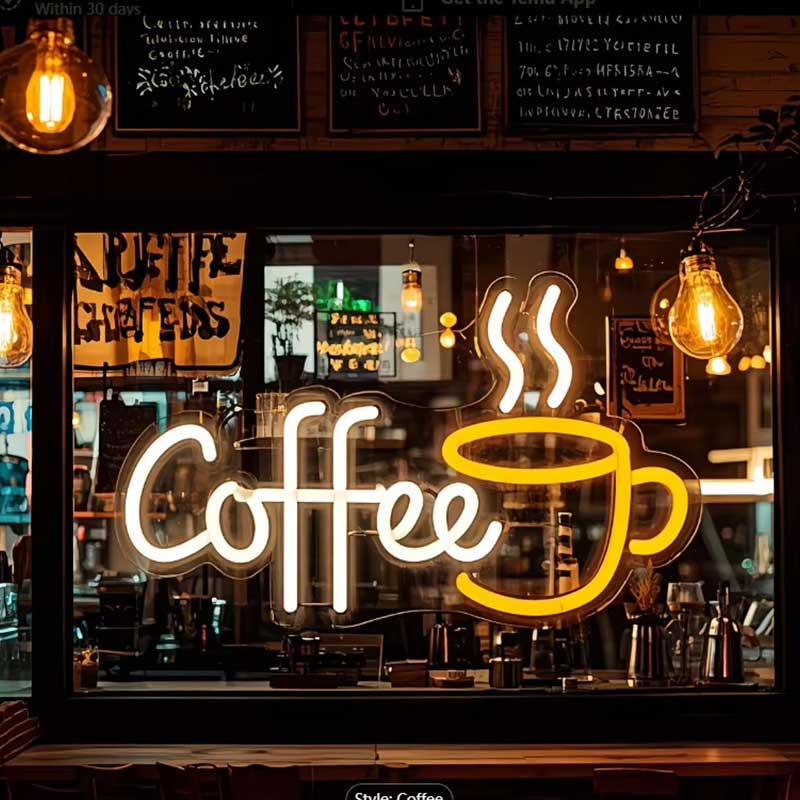 Coffee LED Neon Sign – Modern Café Wall Light for Coffee Lovers & Home Bars