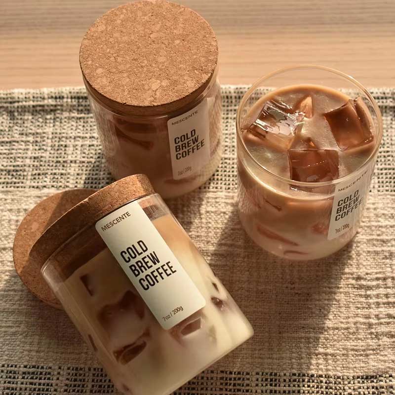 Cold Brew Coffee Aroma Soy Candle – Minimal Glass Cup with Wooden Lid