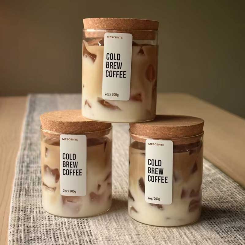 Cold Brew Coffee Aroma Soy Candle – Minimal Glass Cup with Wooden Lid