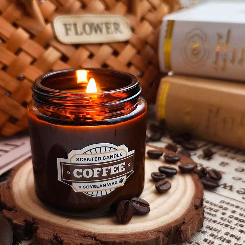 Coffee Scented Soy Candle – 60+ Hour Burn in Glass Jar