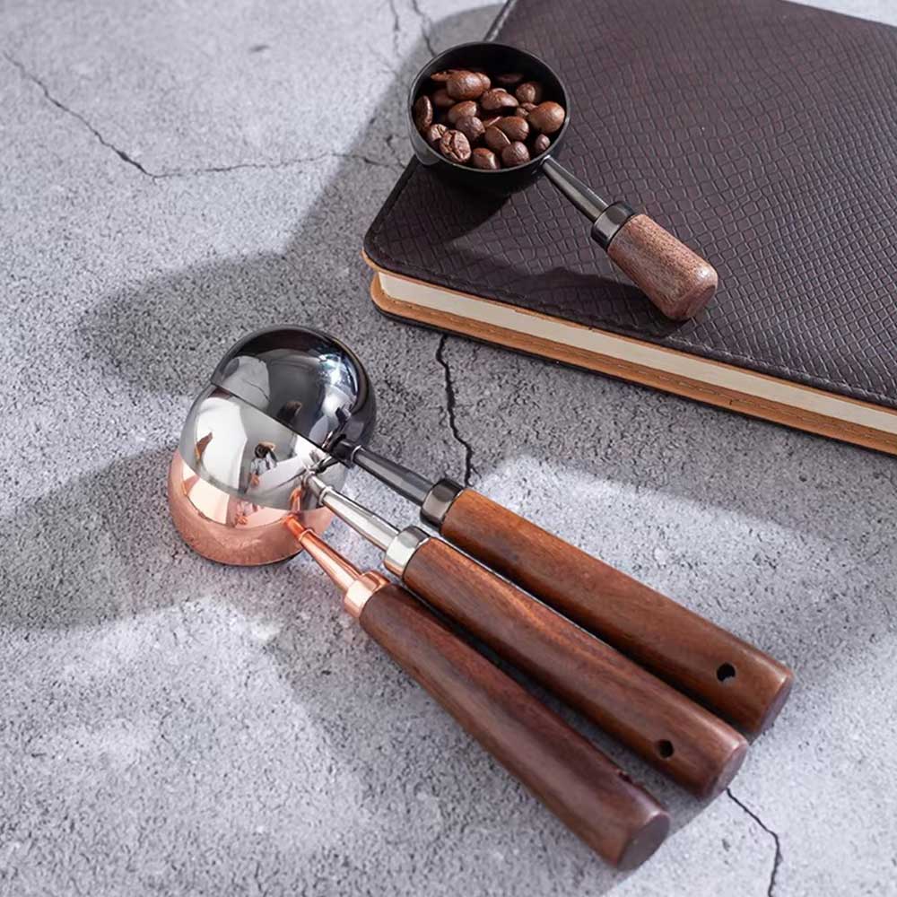 Stainless Steel Coffee Scoop with Walnut Handle