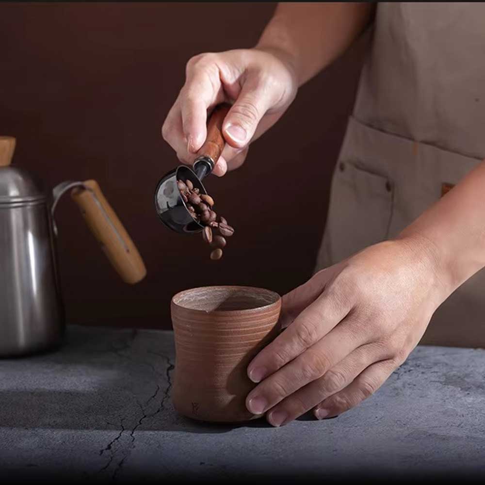Stainless Steel Coffee Scoop with Walnut Handle