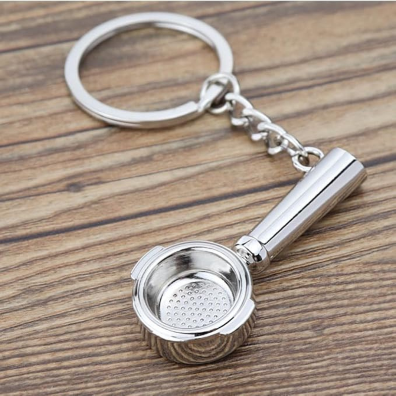Coffee Portafilter Keychain – Durable Alloy Pendant for Coffee Lovers, Ideal for Keys or Bags