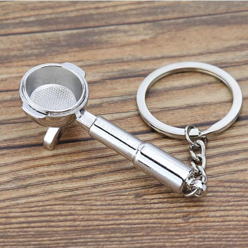 Coffee Portafilter Keychain – Durable Alloy Pendant for Coffee Lovers, Ideal for Keys or Bags