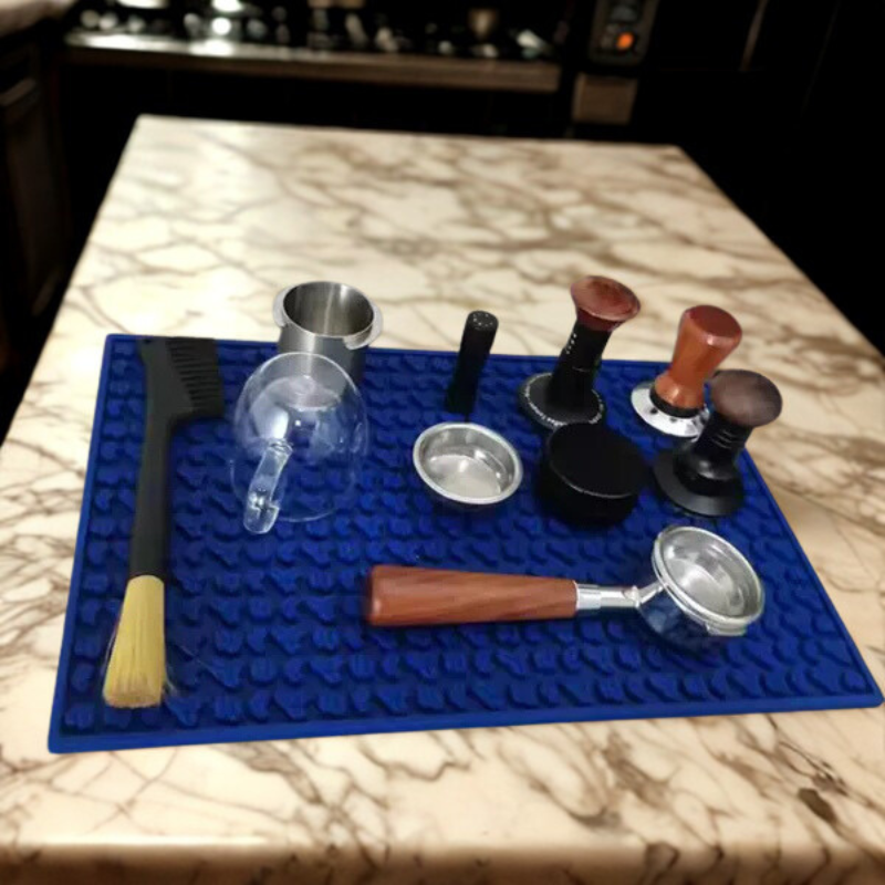 Coffee Tamper Mat – Black Rubber Barista Mat with Quick-Drying Surface, Fits Under Coffee Maker