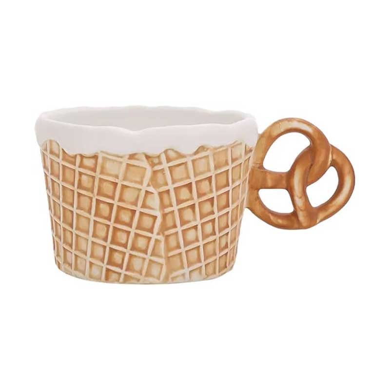 Creative Waffle Ceramic Coffee Mug with Handle – 300ml Reusable Microwavable Tea Cup for Home & Office Use