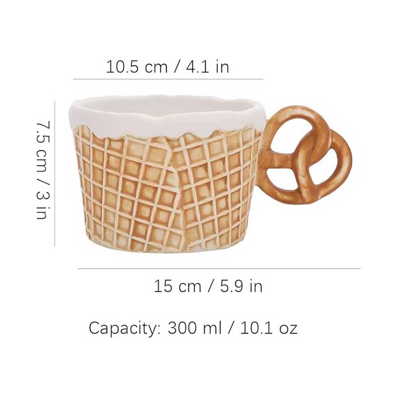 Creative Waffle Ceramic Coffee Mug with Handle – 300ml Reusable Microwavable Tea Cup for Home & Office Use