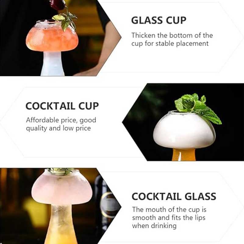 Creative Mushroom Shaped Cocktail Glass – 250ml Novelty Drinkware for Parties, Bar & Home Use