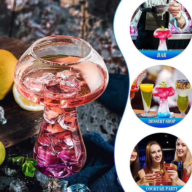 Creative Mushroom Shaped Cocktail Glass – 250ml Novelty Drinkware for Parties, Bar & Home Use