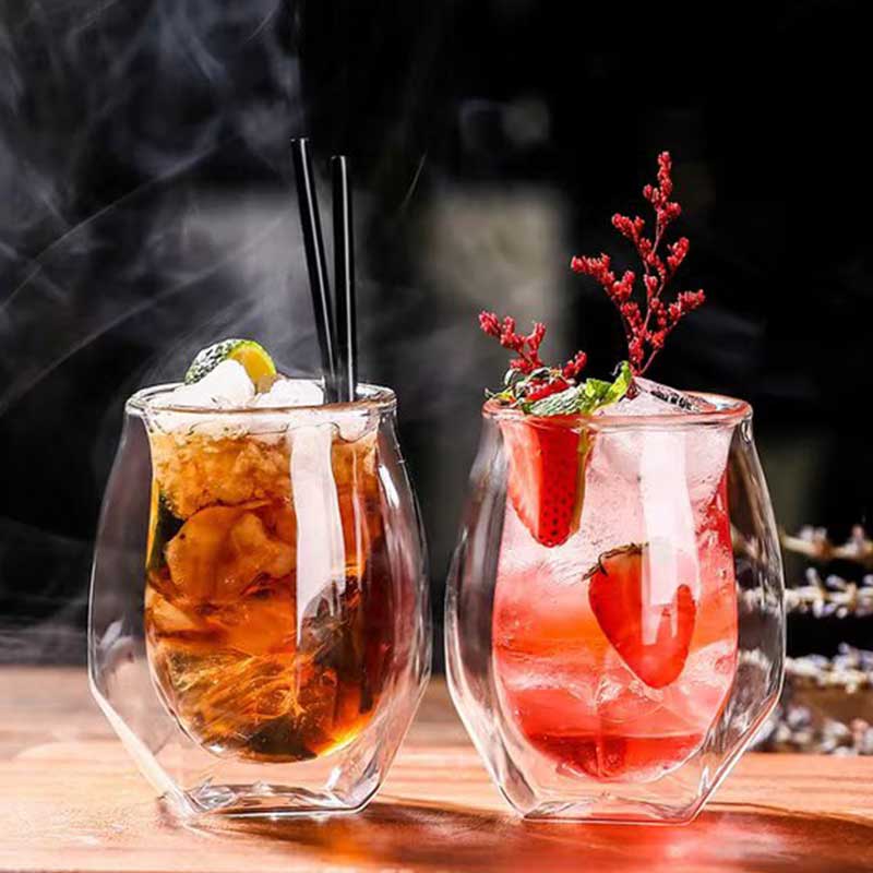 Crystal Small Double Wall Cup  – 200ml Durable Glass Tumblers for Orange & Fruit Juices