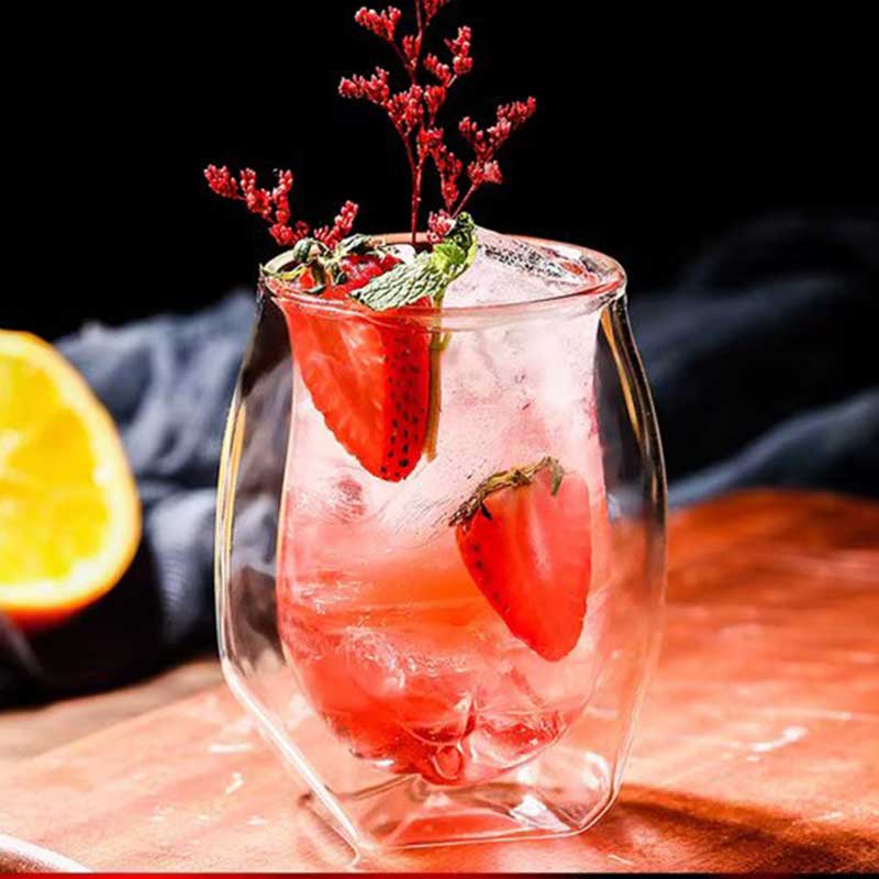 Crystal Small Double Wall Cup  – 200ml Durable Glass Tumblers for Orange & Fruit Juices