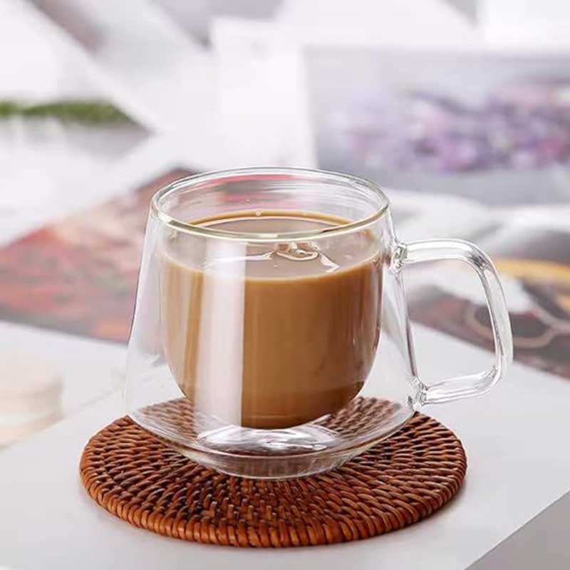 Double Layer Heat-Resistant Glass Cup – Insulated Clear Tumbler for Coffee, Water & Juice