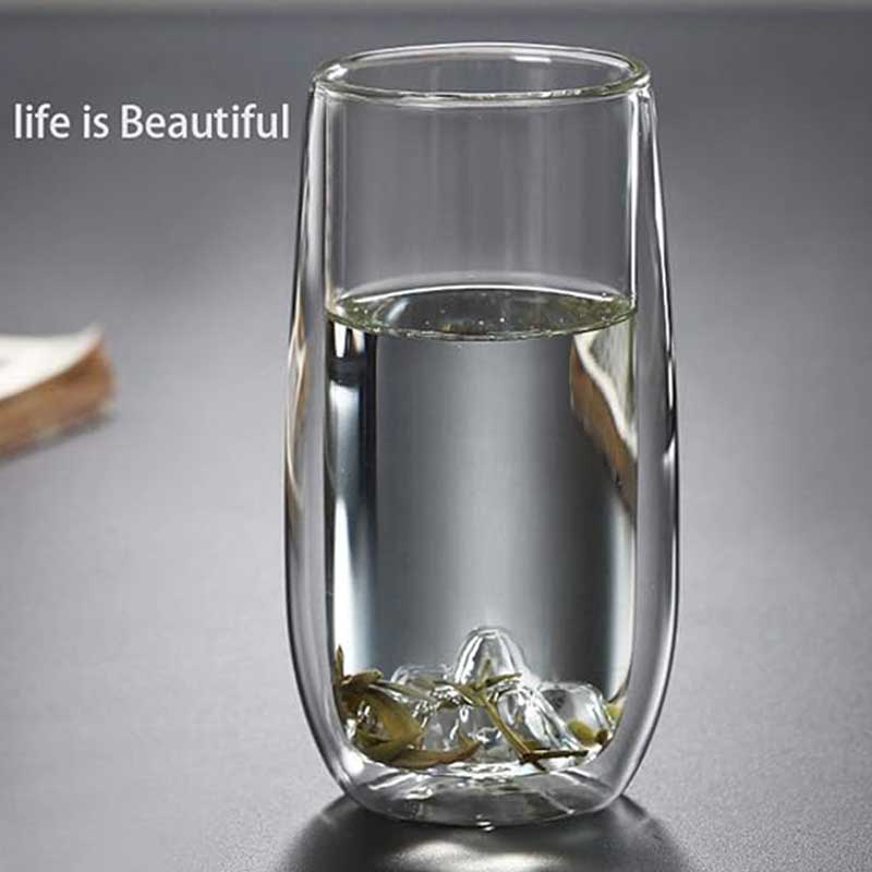 Double-Layer Mountain Viewing Glass – 300ml Heat-Resistant Beer, Wine & Milk Cup for Creative Bar Use
