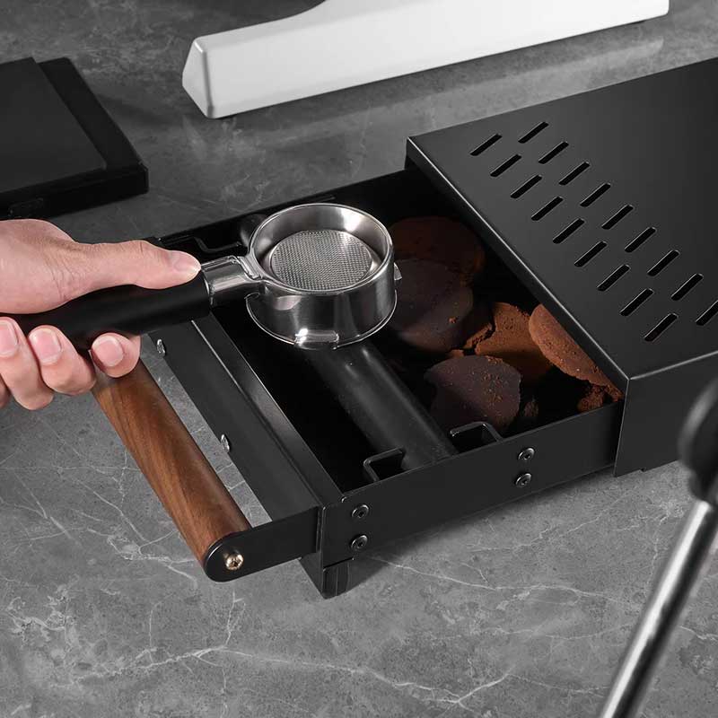 Premium Drawer Espresso Knock Box with Wooden Handle