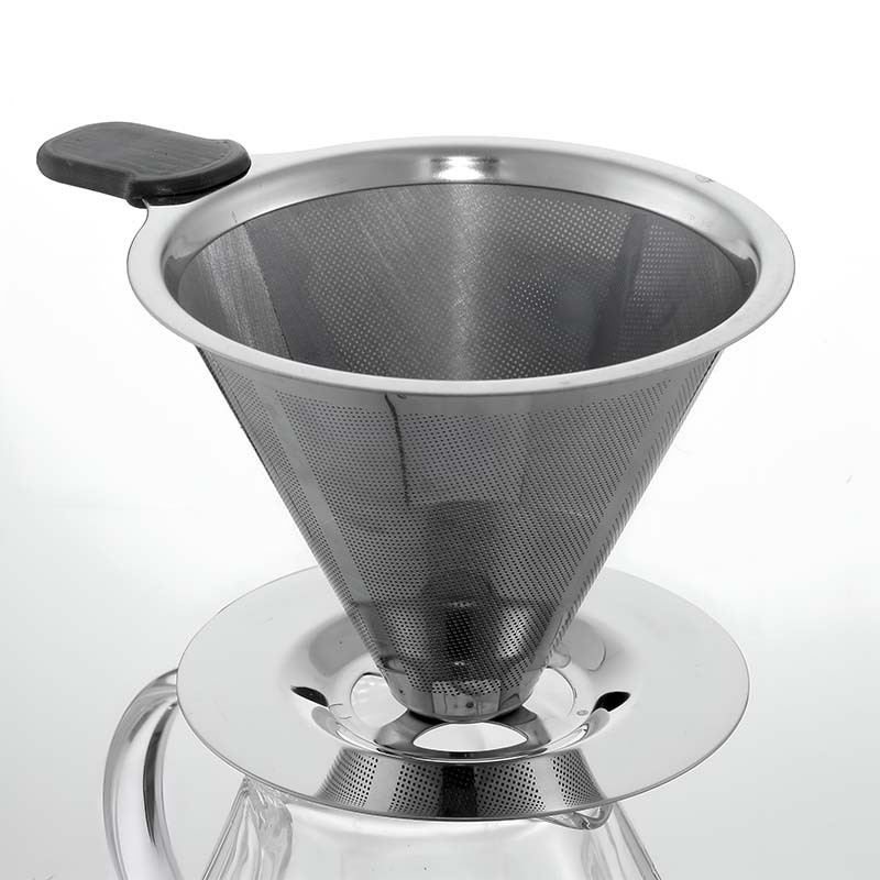 Durable Glass Drip Coffee Maker with Stainless Steel Filter – Reusable Pour Over Brewer