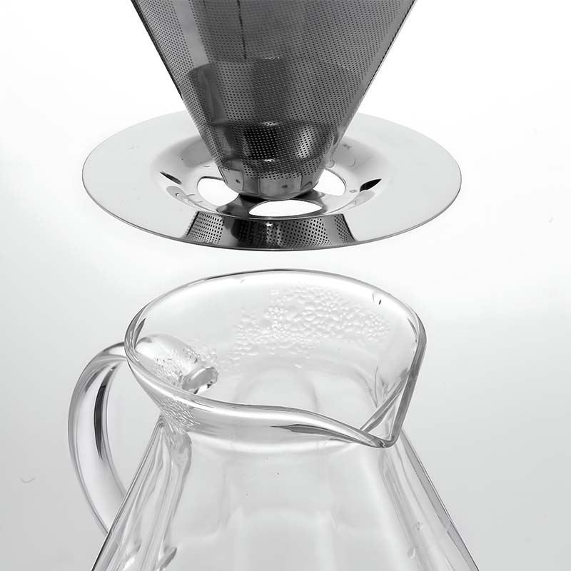 Durable Glass Drip Coffee Maker with Stainless Steel Filter – Reusable Pour Over Brewer