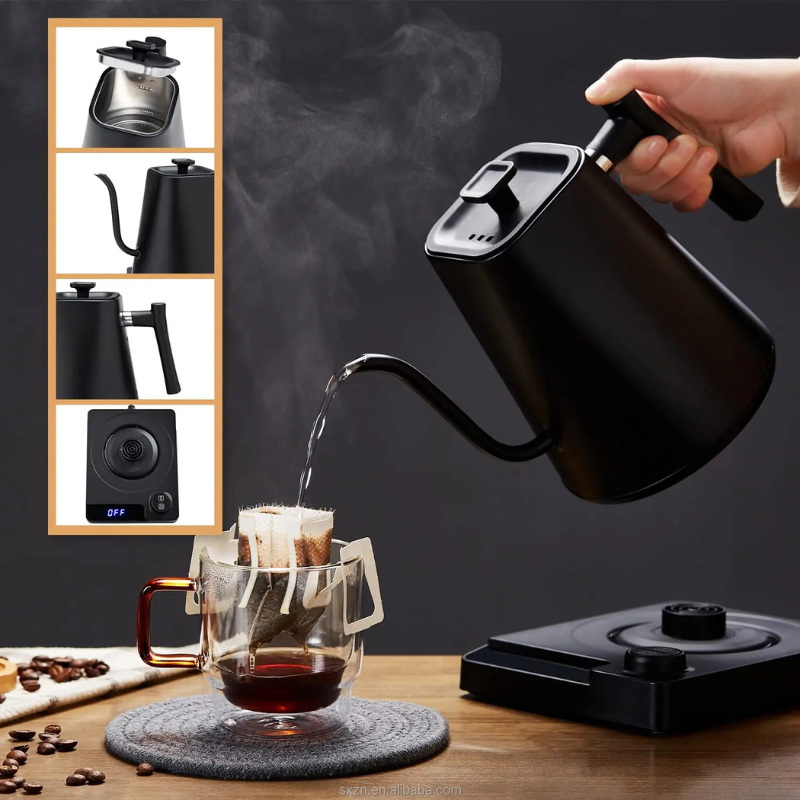 Electric Gooseneck Kettle - Stainless Steel Fast Boiling Water Kettle for Pour Over Coffee & Tea