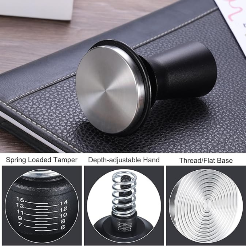 Espresso Coffee High-end Tamper – 51mm Stainless Steel Base with Leveling Distributor