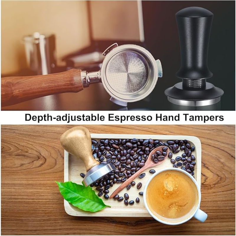 Espresso Coffee High-end Tamper – 51mm Stainless Steel Base with Leveling Distributor