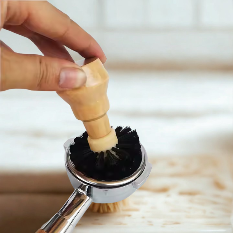Espresso Powder Bowl Brush – Solid Wood Handle Cleaning Tool for 54mm & 58mm Portafilters