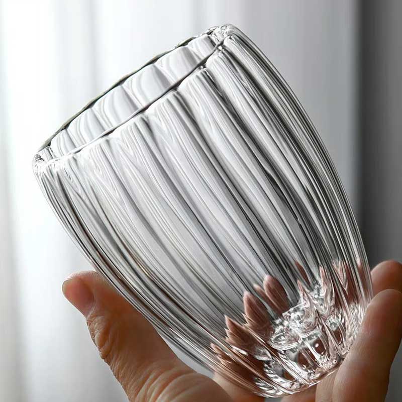 Fancy Stripe Double Wall Glass Cup – Insulated Borosilicate Mug for Milk and Coffee