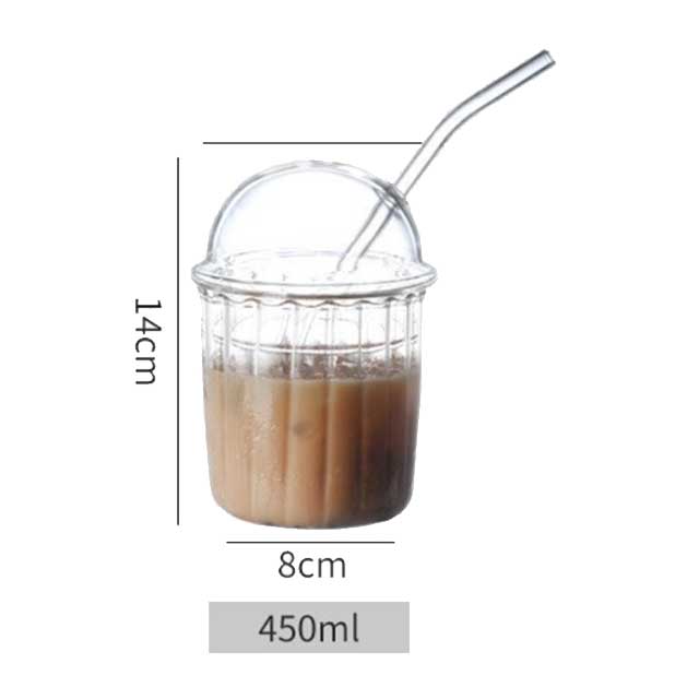 Fashion Color Dome Lid Glass Drinking Bottle – Reusable Coffee, Water, Milk & Juice Cup for Events & Parties