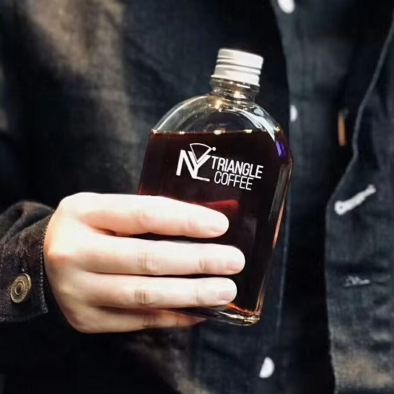 Flat Flask Shape Glass Bottle for Iced Cold Brew Coffee – 200ml with Aluminum Cap