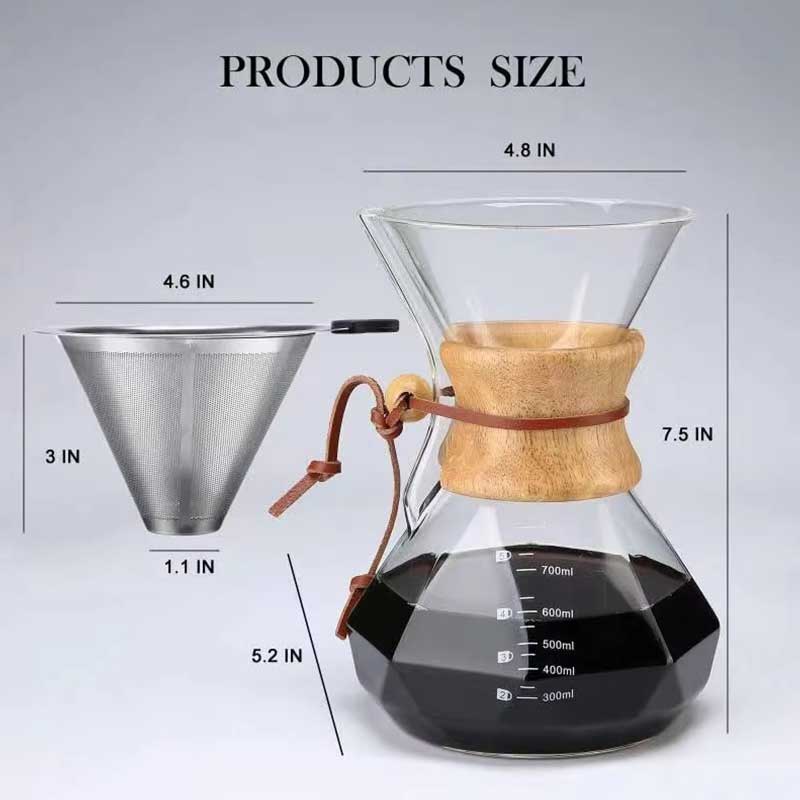 Glass Pour Over Coffee Maker Set - Chemex Style