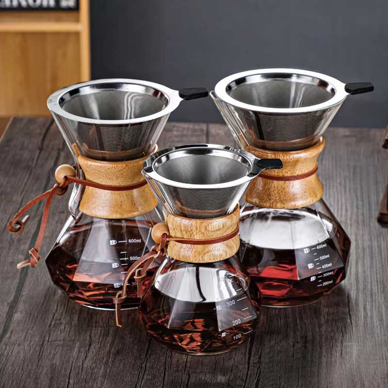 Glass Pour Over Coffee Maker Set - Chemex Style