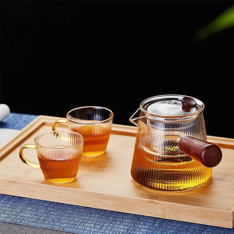 Glass Teapot with Wood Handle - 500ml Borosilicate Tea Infuser for Loose Leaf Tea