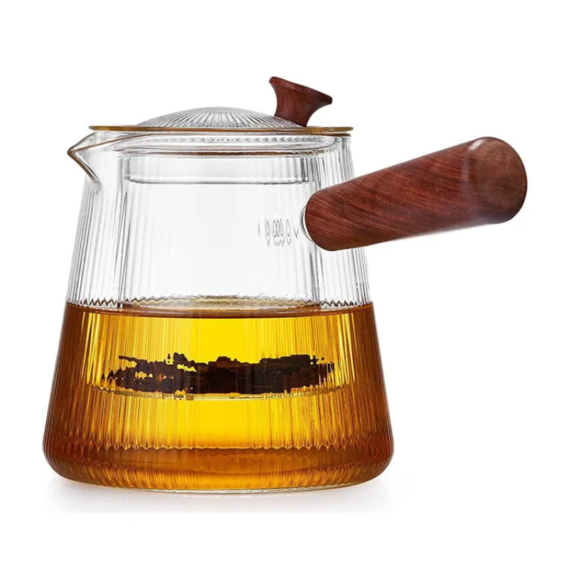 Glass Teapot with Wood Handle - 500ml Borosilicate Tea Infuser for Loose Leaf Tea