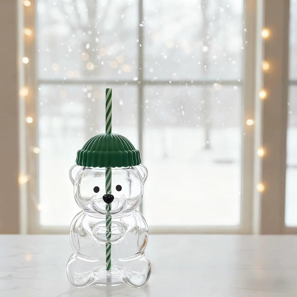 Bearista Cup - Teddy Bear Glass Coffee Cup with Straw | Coffee&Co.