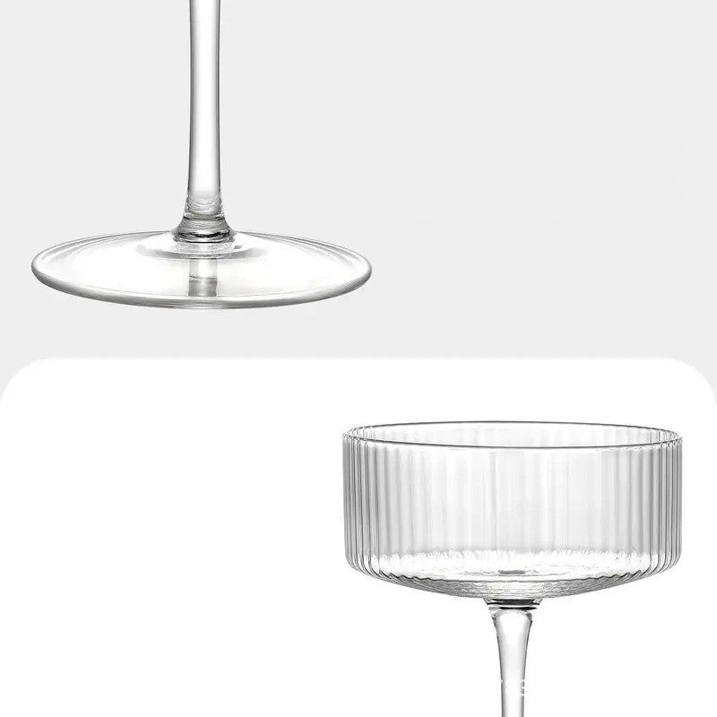 Vintage Ribbed Coupe Glass Goblets – Set of 4 Cups