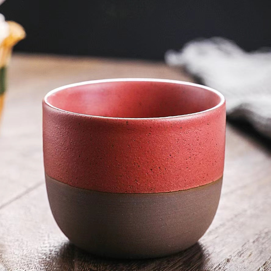 Retro Ceramic Espresso Cups Set of 4 | 135ml Colorful Speckled Pottery Coffee Cups