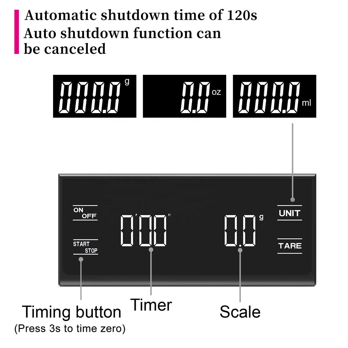 EK6012 Digital Coffee Scale with Timer – 3kg Capacity | 0.1g Precision