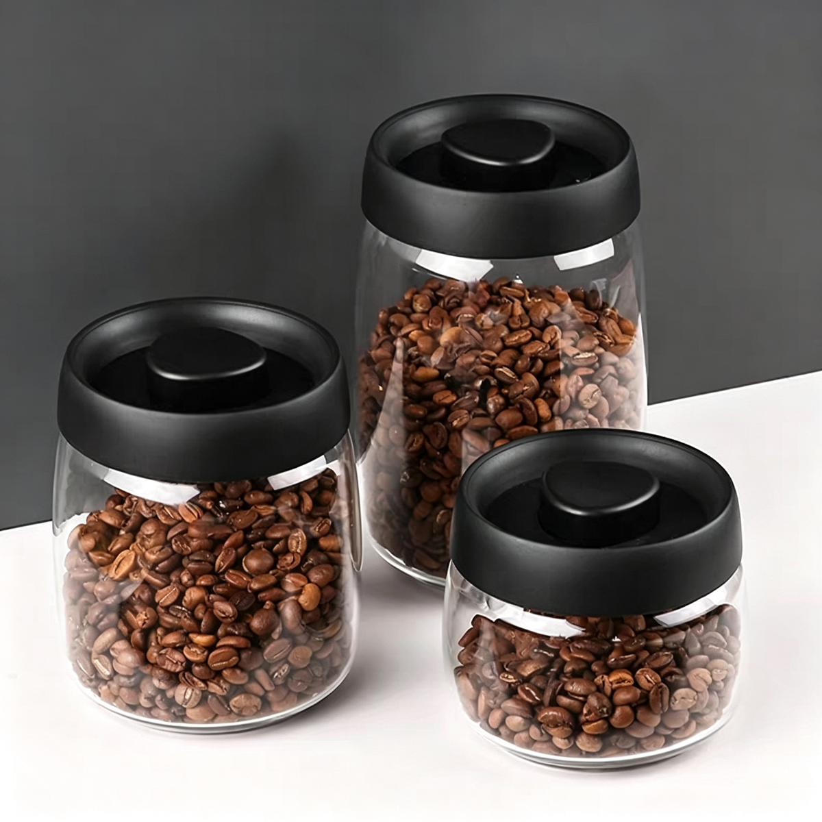 Glass Vacuum Seal Storage Jar – Airtight Canister for Coffee Beans and Dry Goods