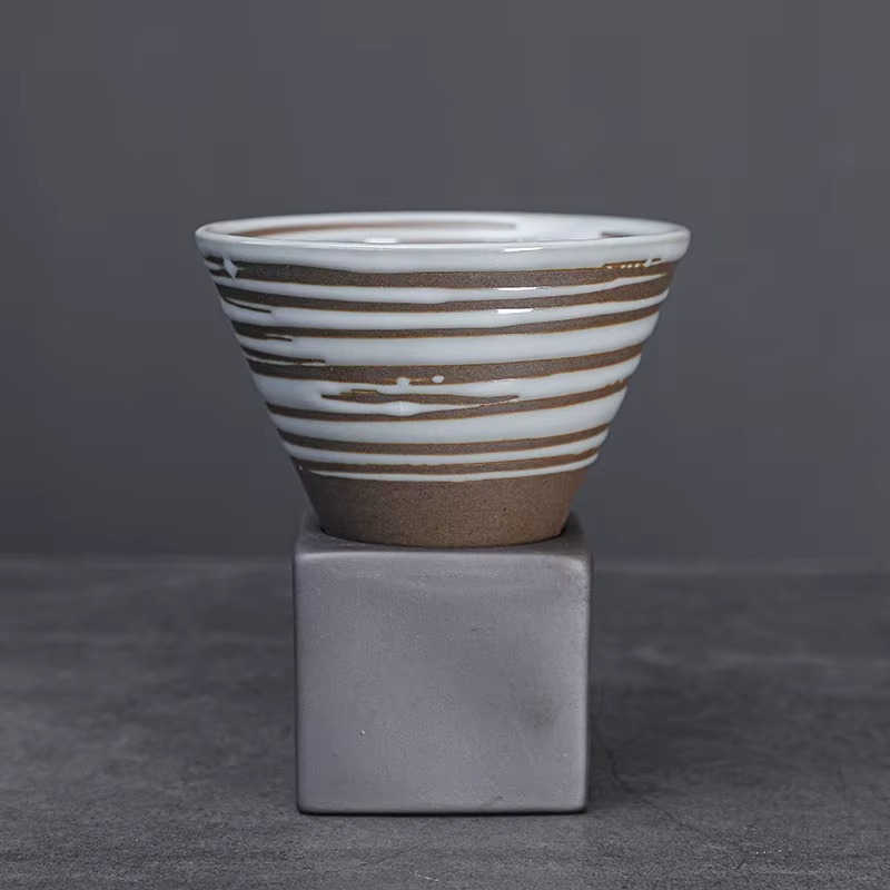 Hand-Painted Glaze Ceramic Espresso and Tea Cup with Base – Coarse Ceramic Personal Water Cup