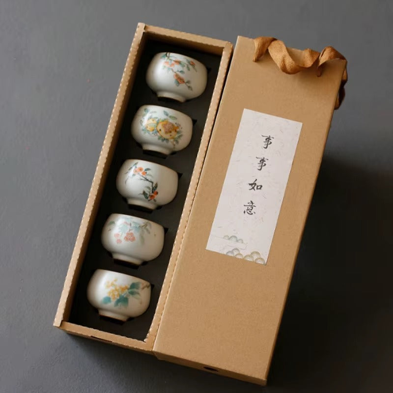 200ml Kung Fu Persimmon Porcelain Tea & Coffee Cup Set