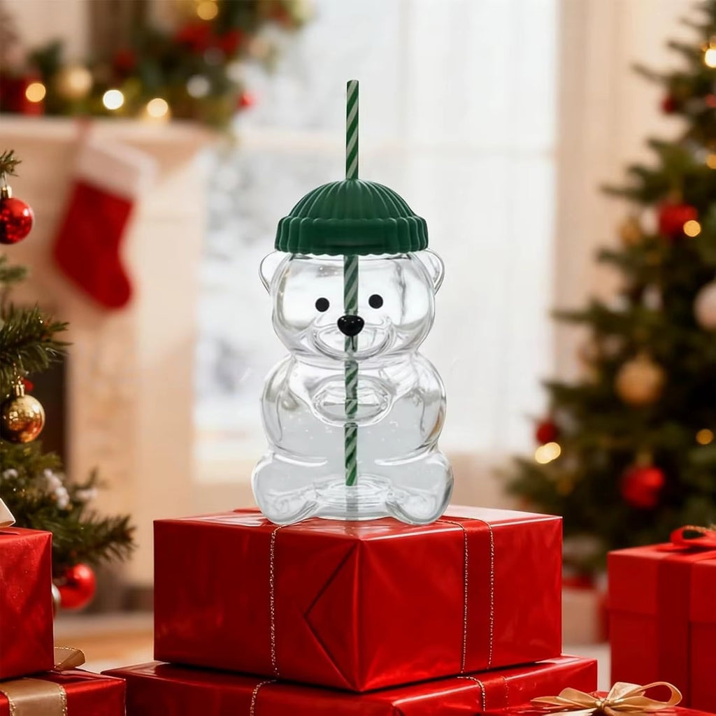 Bearista Cup - Teddy Bear Glass Coffee Cup with Straw | Coffee&Co.
