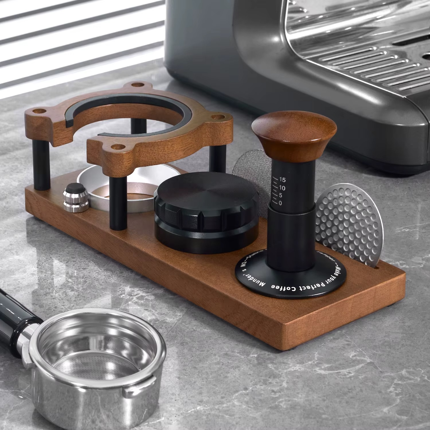 Barista Tamper Stand – Espresso Base Rack with Wooden Holder 51/54/58mm