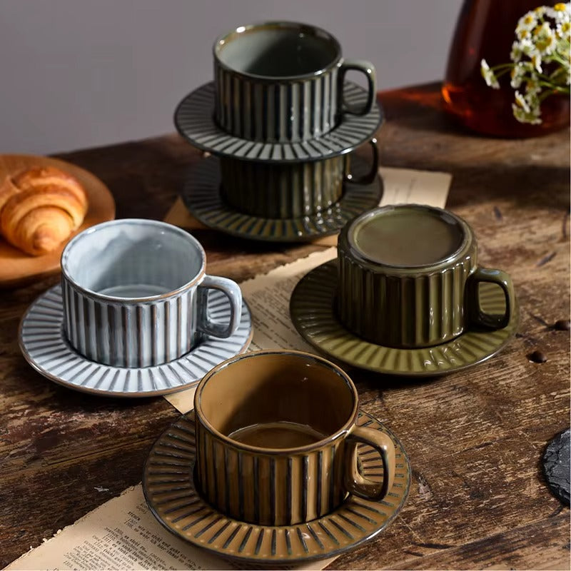 Retro Stripe 220ml Mug Set – Assorted Colors - Set of 3