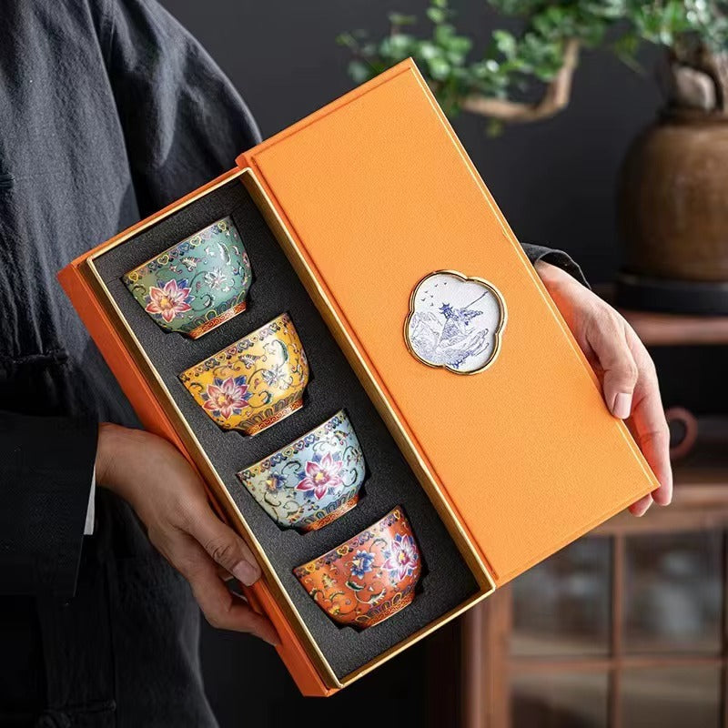 Vintage Enamel Ceramic Cups – Set of 4 Cups (150ml) Coffee&Co.