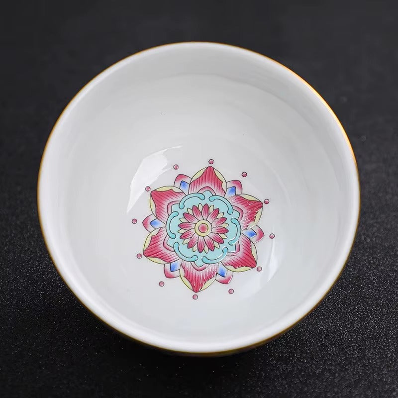 Vintage Enamel Ceramic Cups – Set of 4 Cups (150ml)