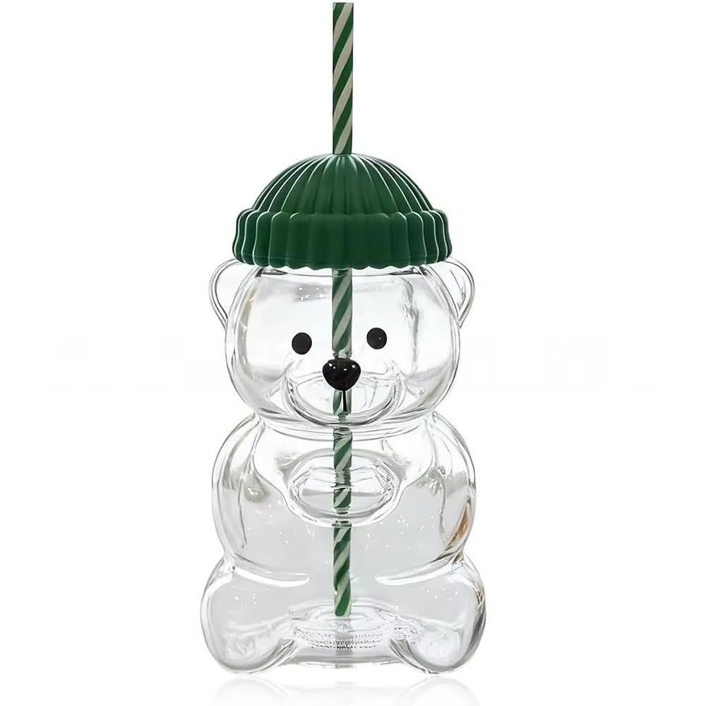 Bearista Cup - Teddy Bear Glass Coffee Cup with Straw | Coffee&Co.