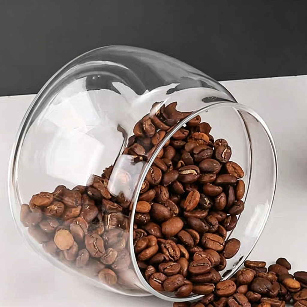 Glass Vacuum Seal Storage Jar – Airtight Canister for Coffee Beans and Dry Goods