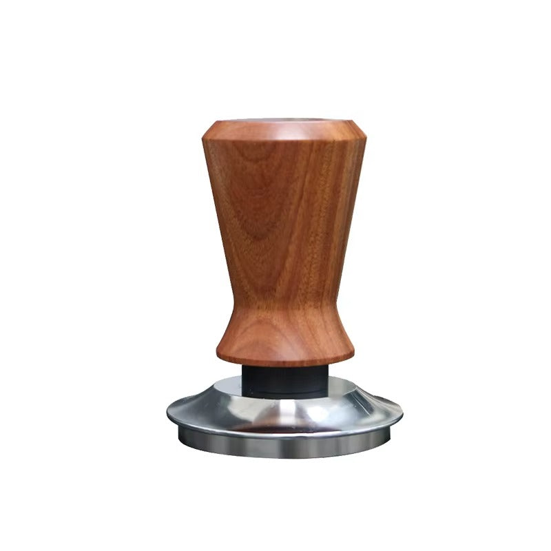 Spring Loaded Flat-based Espresso Tamper with Wooden Handle