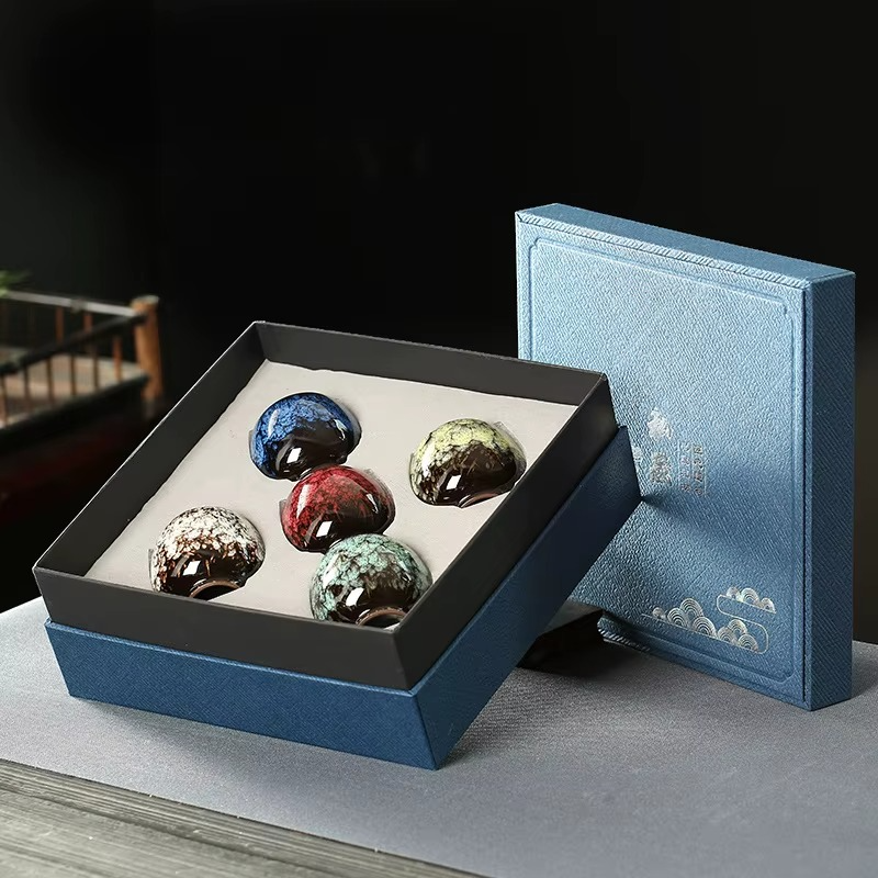 Luxury Crystalline Ceramic Cup Set – Handcrafted 5-Piece Collection for Tea & Coffee